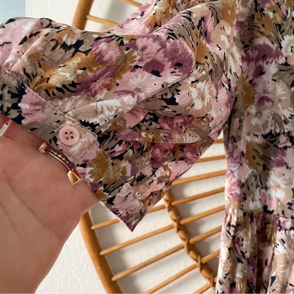 En Saison Jocelyn Floral Midi Dress Open Back Tiered Pink Size Small - Picture 6 of 10